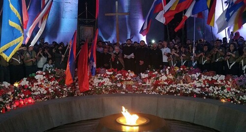 The Eternal Flame of Tsitsernakaberd, the Armenian Genocide memorial complex. Yerevan, April 23, 2021. Photo by Armine Martirosyan for the "Caucasian Knot"