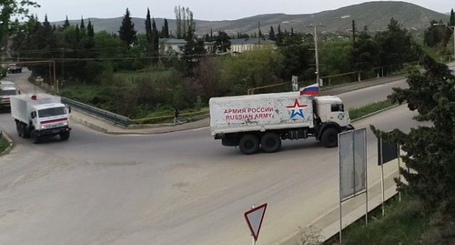 A humanitarian convoy in Nagorno-Karabakh. Photo by the Russian Ministry of Defence http://mil.ru/