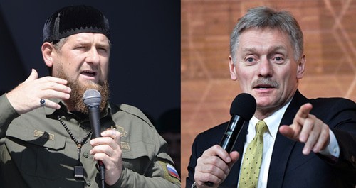 Ramzan Kadyrov (on the left) and Dmitry Peskov. Collage by the "Caucasian Knot". Photos: REUTERS/Said Tsarnayev, Sputnik/Alexei Nikolsky/Kremlin via REUTERS