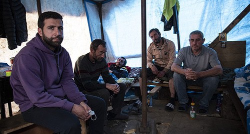 Hunger strikers in the village of Shukruti. Photo: Miriam Nikuradze/OC Media