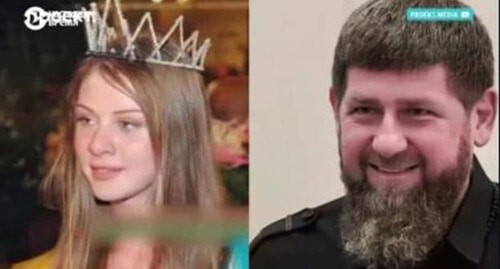 Fatima Khazueva and Ramzan Kadyrov. Screenshot of the video https://www.kavkazr.com/a/ne-sekret-chto-ona-supruga-kadyrova-v-respublike-eto-vse-znayut-chechenskiy-bloger-abdurahmanov-o-rassledovanii-proekta/31194675.html