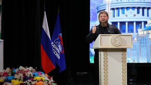 Ramzan Kadyrov speaking at a conference of the Chechen regional branch of the "Edinaya Rossiya" (United Russia) Party, June 26, 2021. Photo: press service of the "Edinaya Rossiya" Party