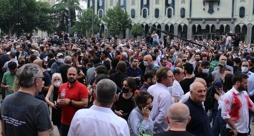 The participants of a protest action near the Georgian Parliament building, July 11, 2021. Photo by Inna Kukudjanova for the "Caucasian Knot"