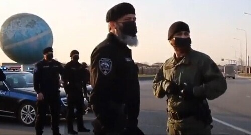 Law enforcers in Chechnya. Screenshot from video posted by Telegram Videos at: http://www.youtube.com/watch?v=qy0BMTNv3c0