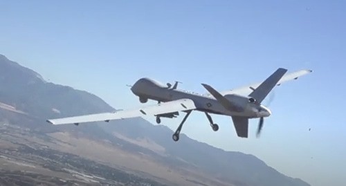 The Turkish-made Bayraktar TB2 drone in air. Screenshot of the video by Loyal Technique https://www.youtube.com/watch?v=svc5R-XT6-E&amp;t=345s