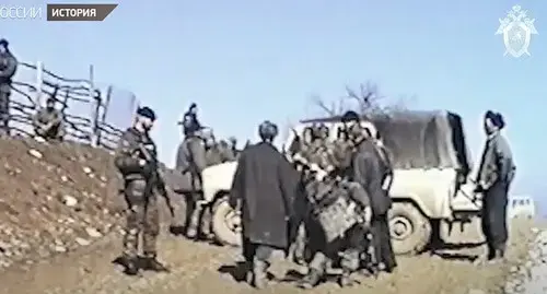 The military at the venue of battle between the Pskov paratroopers with militants. Screenshot from a video posted by the Investigative Committee of Russia: http://www.youtube.com/watch?v=AVk0aUlyoTA