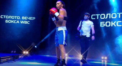 Angelina Semyonova. Screenshot of the video on the YouTube channel of the Russian Boxing Federation https://www.youtube.com/watch?v=k4P6IAdUv2k