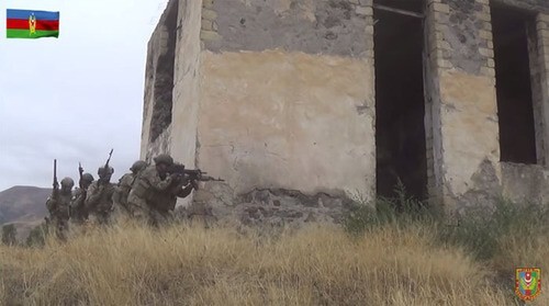 Azerbaijani-Turkish military exercises in the Lachin Corridor. Screenshot of the video on YouTube of the Azerbaijani Ministry of Defence https://www.youtube.com/watch?v=0hC6FjdBauk
