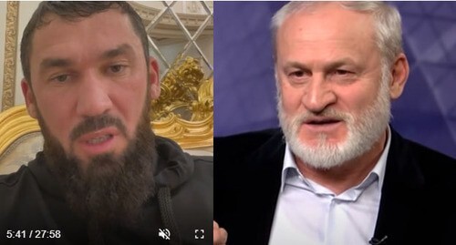 Magomed Daudov (on the left) and Akhmed Zakaev. Collage by the "Caucasian Knot". Screenshots: https://www.instagram.com/tv/CUIt8KHKCMQ/ "Nastoyaschee vremya" (Current Time) https://www.youtube.com/watch?v=qNbQTEQ4mqs