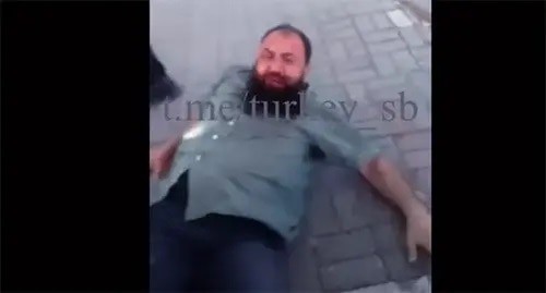 Screenshot of a video record with beating of a former Chechen law enforcer in Instanbul. Screenshot: http://www.youtube.com/watch?v=ysgO42WWwMw