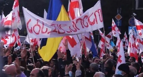 Saakashvili's supporters at a rally in Tbilisi. Photo by Inna Kukudzhanova for the Caucasian Knot