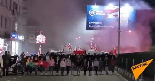 Rally in Zugdidi. Screenshot from video posted by Sputnik-Georgia YouTube Channel