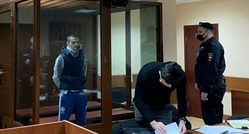Said-Mukhammad Djumaev (on the right) in the courtroom. Photo by the press service of the Moscow Presnensky District Court