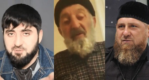 Khasan Khalitov, Gani Khalitov, Ramzan Kadyrov (from left to right). Collage by the "Caucasian Knot". Screenshot of the video https://www.instagram.com/p/CW5587toL44/, Ramzan Musaev / "Grozny Inform" news agency https://youtu.be/0xsVRbi1kYE