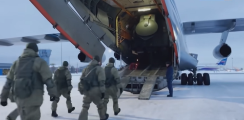 Departure of military aircraft to Kazakhstan. Screenshot: https://www.youtube.com/watch?v=NX9PKeQvNQo