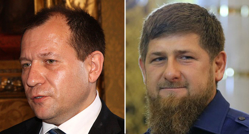 Igor Kalyapin, Ramzan Kadyrov. Photos: Foreign and Commonwealth Office; screenshot of the video by the Grozny TV channel https://grozny-inform.ru/news/society/131879/