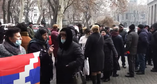 A rally of the forced migrants. Yerevan, January 27, 2022. Screenshot of the video https://www.youtube.com/watch?v=C13z3wAr-pg