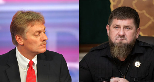 Dmitry Peskov (left) and Ramzan Kadyrov. Collage made by the Caucasian Knot/ Photo: kremlin.ru, Grozny-Inform