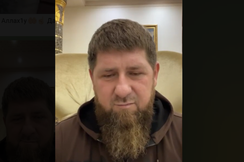 Screenshot of the video on Ramzan Kadyrov's Telegram channel on February 26, 2022, https://web.telegram.org/z/#-11411719420220