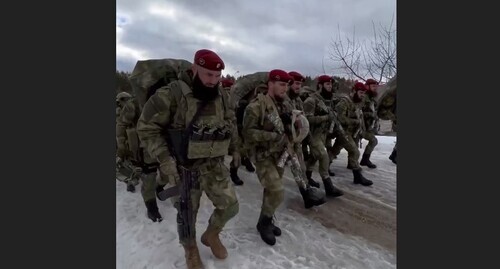 Armed people. Screenshot of a video posted at Ramzan Kadyrov's Telegram channel, https://t.me/RKadyrov_95/1299