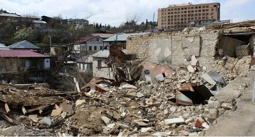 Residential building in Stepanakert, destroyed during shelling in the autumn of 2020; April 6, 2021. Photo by Alvard Grigoryan for the Caucasian Knot