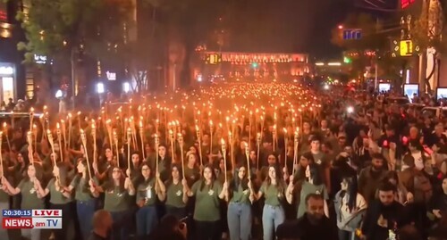 A torchlight procession in Yerevan held on April 23 in memory of the victims of the Armenian Genocide. Screenshot of the video https://www.youtube.com/watch?v=YEBdYEFmX80