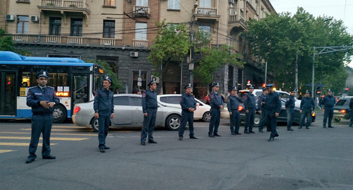 The police during a rally in Yerevan. Photo by Armine Martirosyan for the "Caucasian Knot"