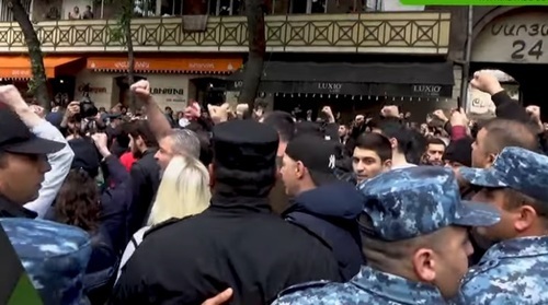 A protest action of the Armenian opposition in Yerevan. Screenshot of the video by the "Caucasian Knot" https://www.youtube.com/watch?v=hdoW5pLx9UQ