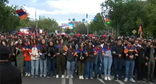 Participants of a protest action in Yerevan. Image made from video posted by News.am Channel at: https://www.youtube.com/channel/UCDv-XtfgNGHXcpwu4ab0WnA