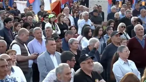 A protest action in Yerevan. Screenshot of the video https://www.youtube.com/watch?time_continue=706&amp;v=qpt7oFeZ53E&amp;feature=emb_logo