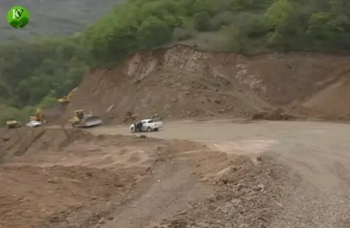 The construction of a road in the Karabakh and  Zangezur Districts. Screenshot of the video https://www.kavkaz-uzel.eu/videos/6767