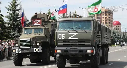 The meeting of the fighters of the "Rosgvardiya" (Russian National Guard) who took part in the special operation in Ukraine was held in Magas, June 12, 2022. Photo by the press service of the head of Ingushetia https://ingushetia.ru/news/v_magase_otmetili_den_rossii_s_uchastiem_rosgvardeytsev_i_omonovtsev_vernuvshikhsya_iz_donbassa/