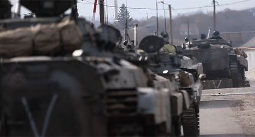 Russia's military vehicles in Ukraine. Screenshot of the video function.mil.ru