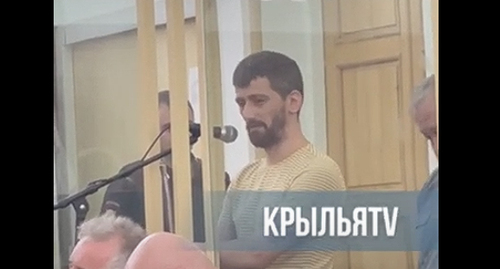 Vadim Cheldiev in a courtroom, July 7, 2022. Image made from video posted by  E-Osetia https://www.youtube.com/watch?v=bGNdzRA_1tw
