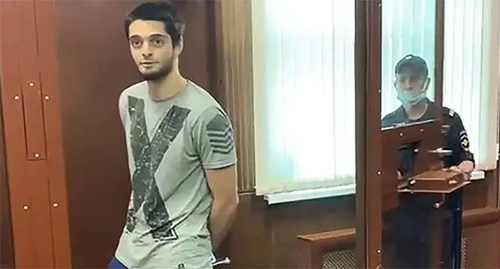 Said-Mukhammad Djumaev in the courtroom. Screenshot of the video by the Tverskoi District Court of Moscow http://mos-gorsud.ru/rs/tverskoj