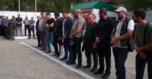 Mobilized residents of Kaspiysk. Screenshot of the video published by the Sreda TV channel on September 22, 2022, https://t.me/sreda_tv/4300