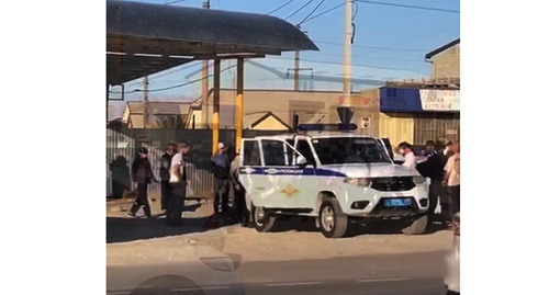 The detentions in Khasavyurt.  September 26, 2022. Screenshot of the video in the "Podval Dagestana" (Dagestan Basement) Telegram channel