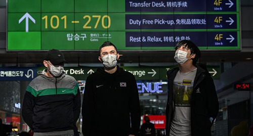 From left to right: Andrei (nickname), Djashar Khubiev, and Vladimir Maraktaev 
at the departure lounge of the  Seoul Incheon International Airport, January 3, 2023. Photo: https://www.koreatimes.co.kr/www/nation/2023/01/281_343205.html