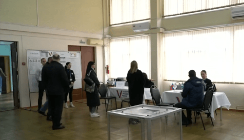 A polling station in the Krasnodar Territory. Screenshot of a video published by the "Krasnodar" TV channel on March 15, 2024 https://tvkrasnodar.ru/tv/