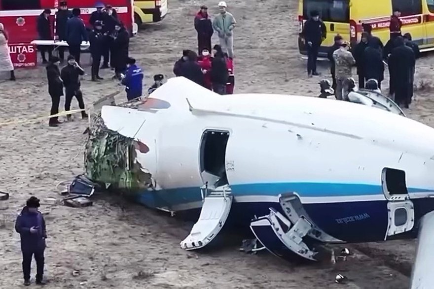 The crash of an Azerbaijan Airlines plane flying from Baku to Grozny. Photo by the Ministry of Emergency Situations of the Republic of Kazakhstan