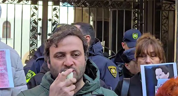 A protest action in support of Mziya Amaglobeli. Tbilisi, January 22, 2025. Photo: screenshot of a video https://t.me/Tbilisi_life