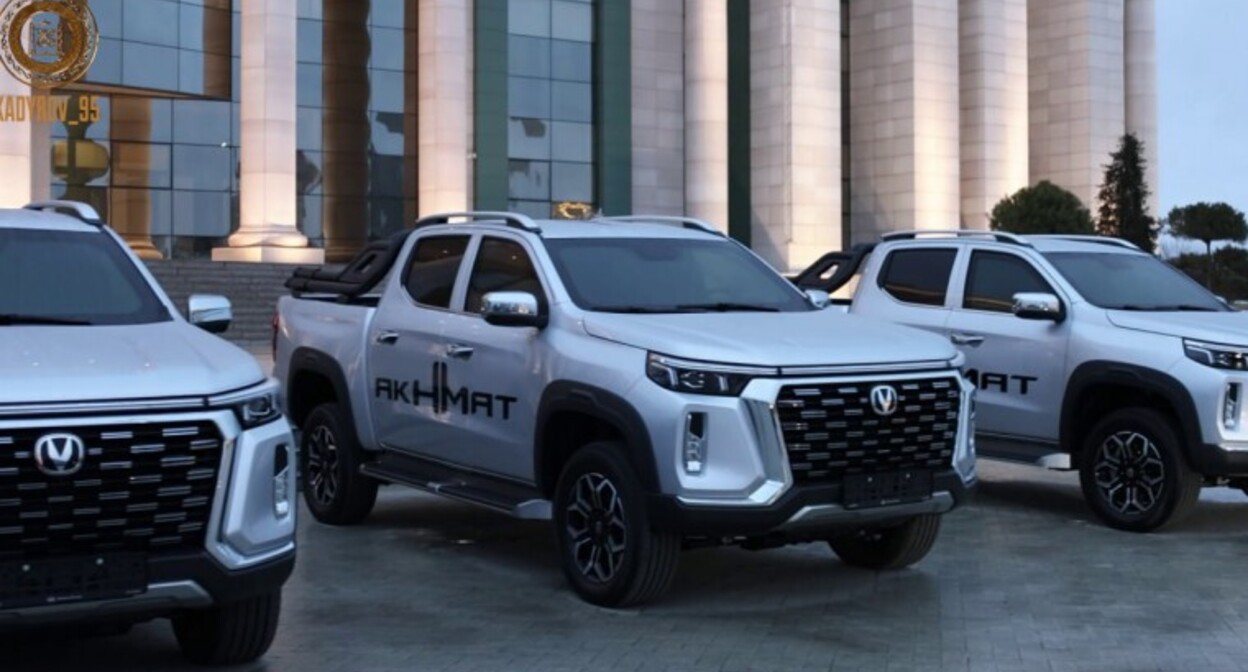 Armoured Changan pickups. Photo: https://grozny.tv/news/main/66919