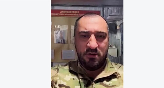 Screenshot of a video appeal recorded by Mevlan Magomedov, a fighter at the SMO. February 13, 2025. Screenshot of a video https://dagestan-news.net/society/2025/02/13/145820.html