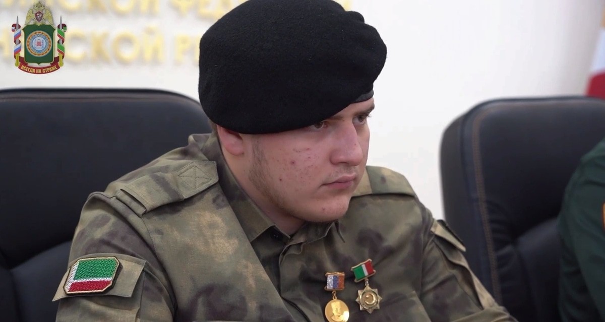 Adam Kadyrov. Screenshot of a video posted by the “Rosgvardiya” (Russian National Guard) for Chechnya https://t.me/rosguard_chr/1809