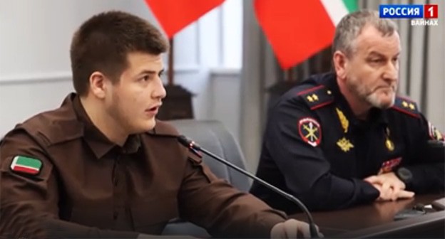 Adam Kadyrov at a meeting. March 31, 2025. Screenshot of a video https://rutube.ru/video/a4777c34bc900bab5f091736f7fffe81/?t=1503&amp;r=plwd
