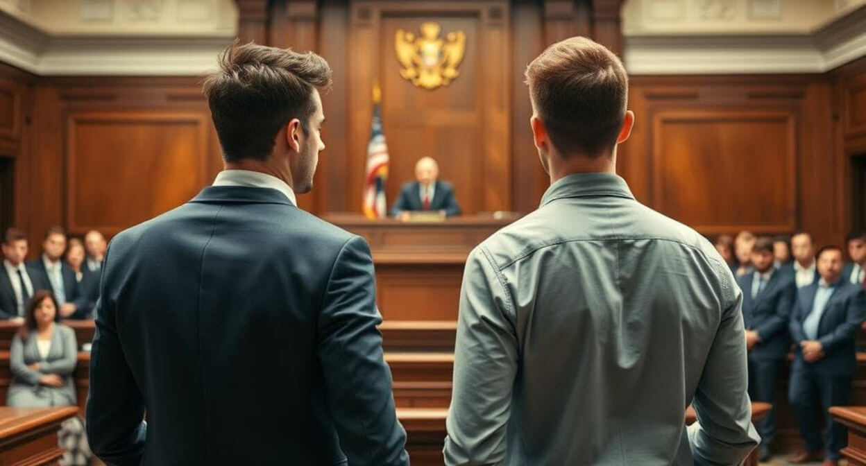 Teenagers in a courtroom. Picture made in Copilot