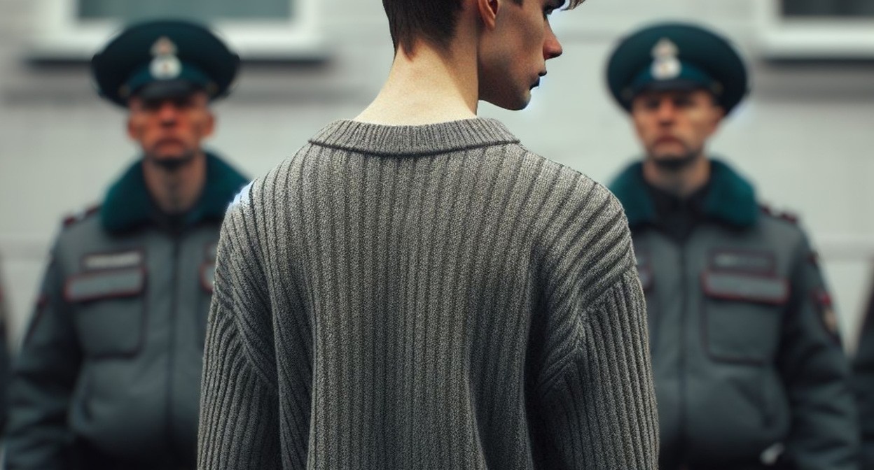 Teenager and policemen: illustration created by the "Caucasian Knot" using the AI in the Copilot software
