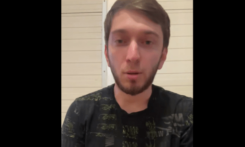 Adam Maloroev. Freeze frame of video from Telegram channel of Tumso Abdurakhmanov (recognized as a foreign agent) dated 24.05.25, https://t.me/abusaddamshishani/6658.