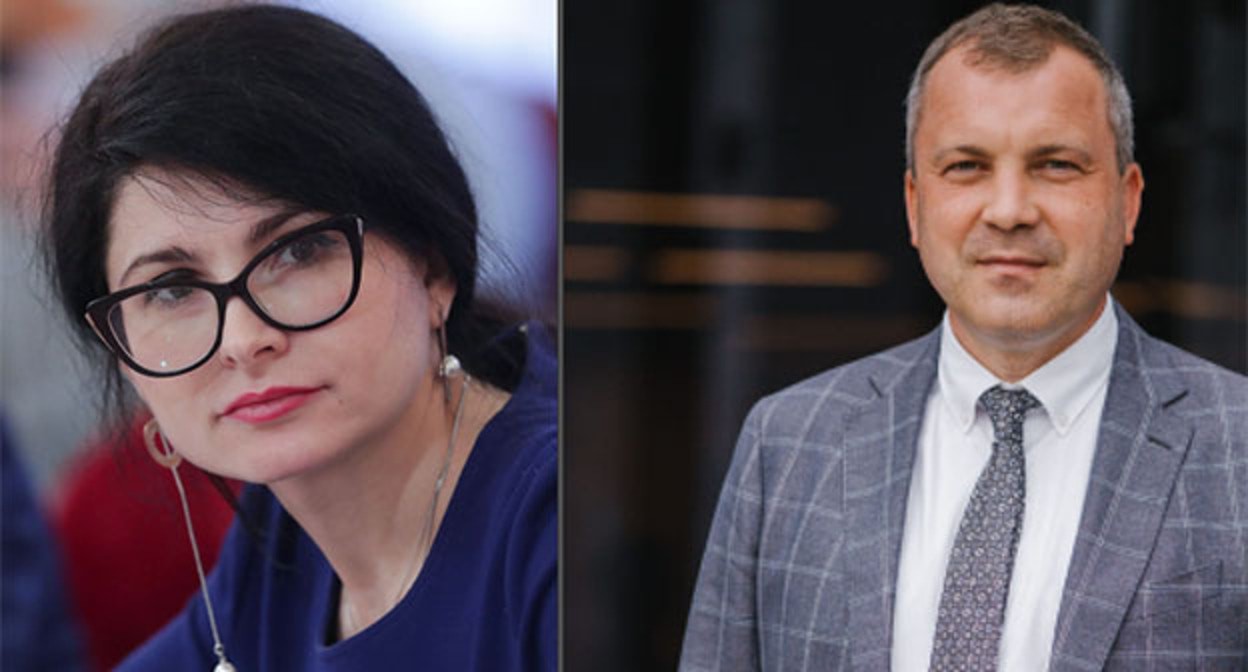 Eva Merkacheva and Yevgeny Popov. Collage by Kavkazsky Knot. Photo: Duma.gov.ru https://popov2026.ru/bio