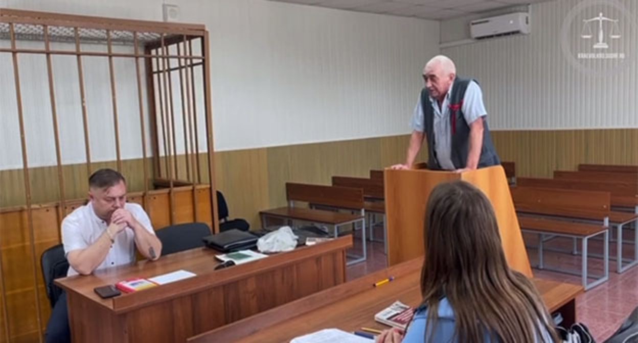 Grigory Belik speaks in court, June 6, 2025: screenshot of the video: https://t.me/opskuban/1236
